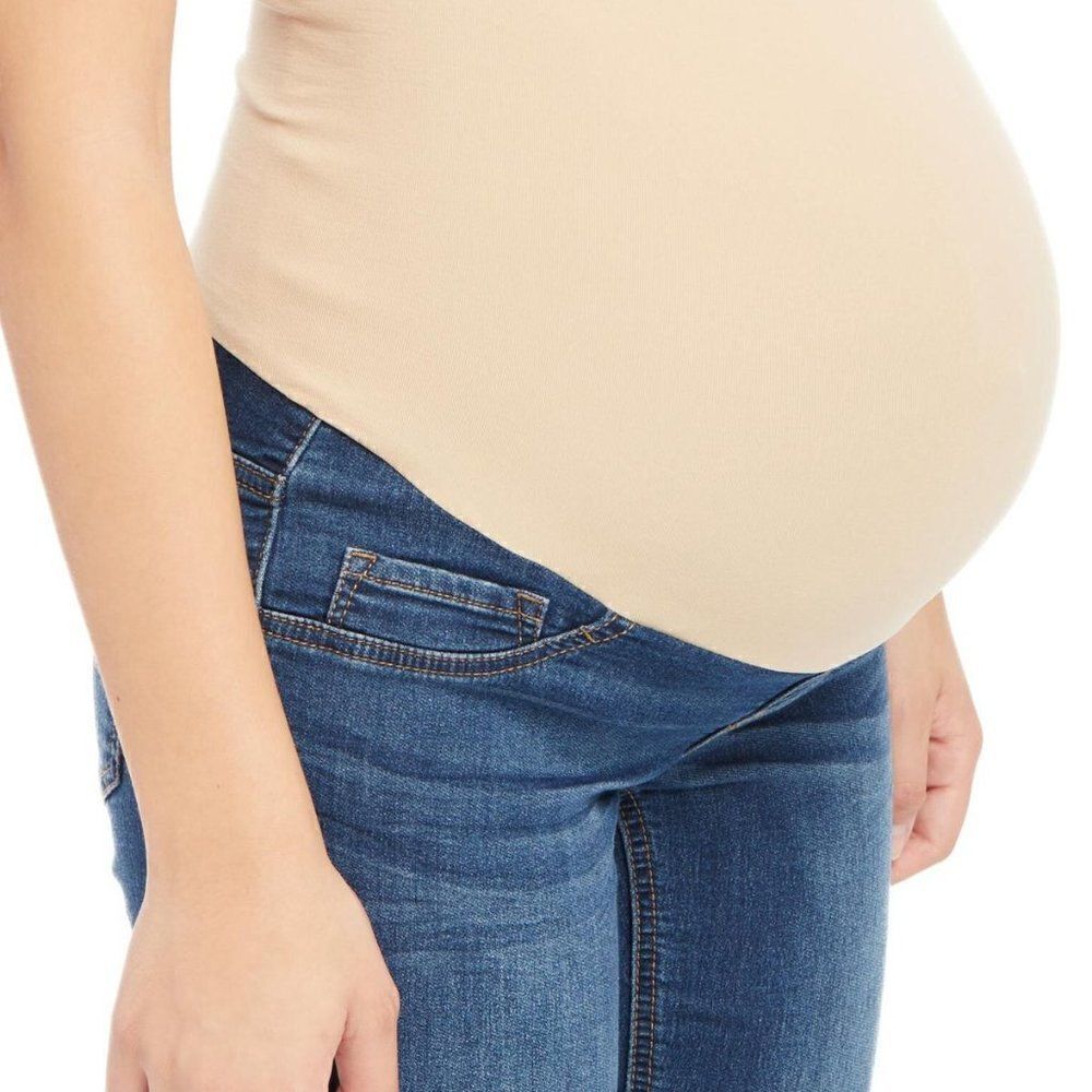 Indigo Blue Maternity Jeans Denim Pants Skinny Leg Pockets Medium Wash Size Sm
